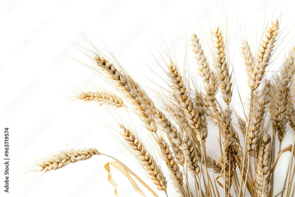 Close-up view of wheat grains on a light background Close-up view of wheat grains on a light background