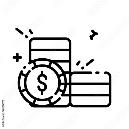 Stacks of chips, dollar sign in center. Perfect for casino, gambling, financial success, wealth, risktaking concepts in design projects.