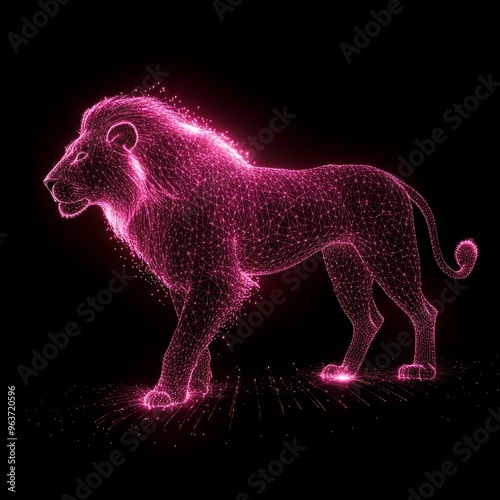 Luminous Lion Silhouette: 8K UHD Unreal Engine 5.1 Art photo