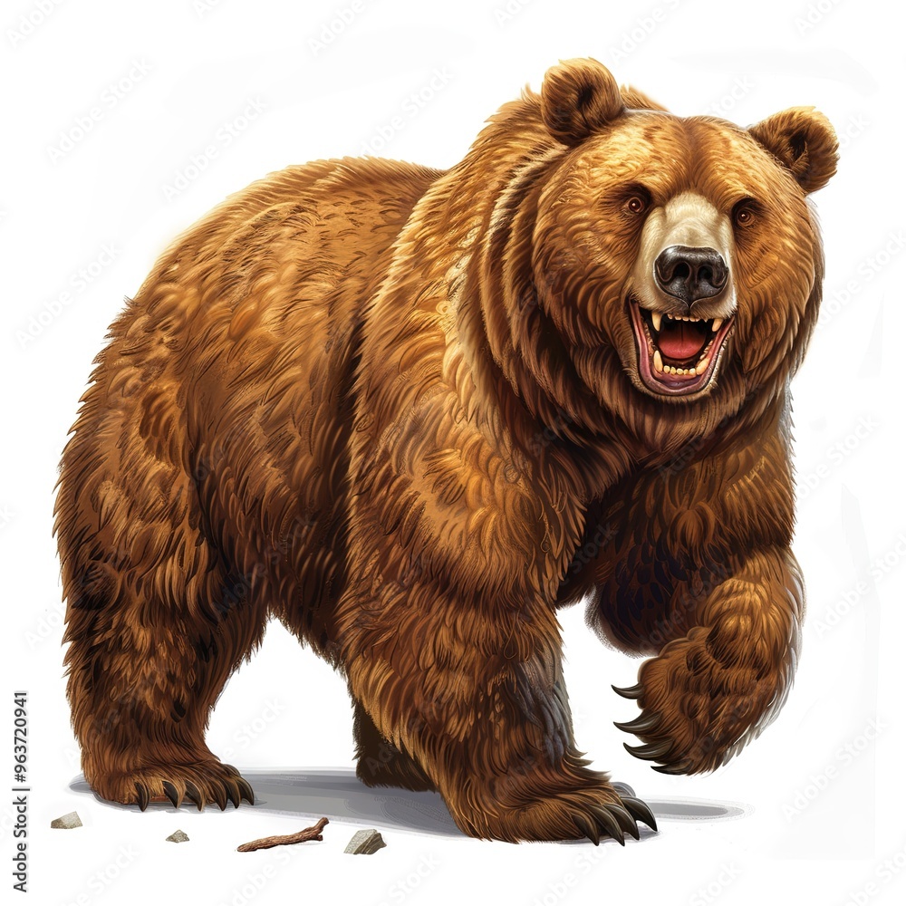 Obraz premium Grizzlybear Awe emotion fantasy animal cartoon isolated whitebackground