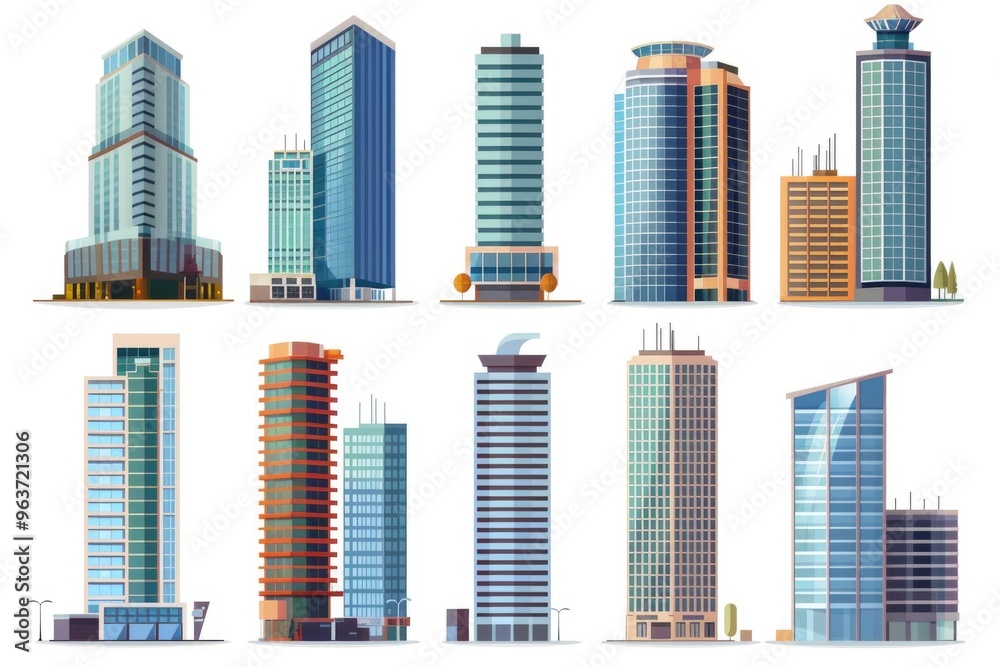 Urban architecture, colorful buildings, city skyline Urban architecture, colorful buildings, city skyline
