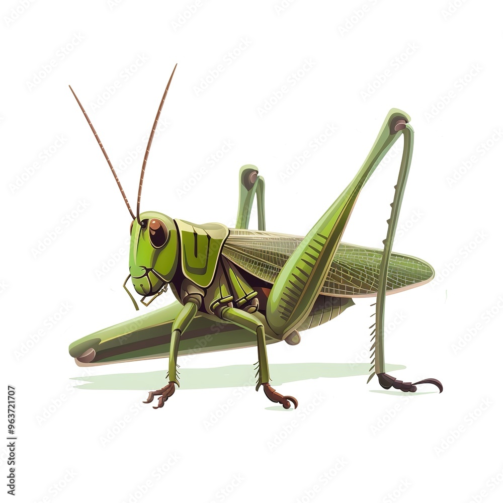 Fototapeta premium Grasshopper Wind animal cartoon isolated whitebackground 16:9