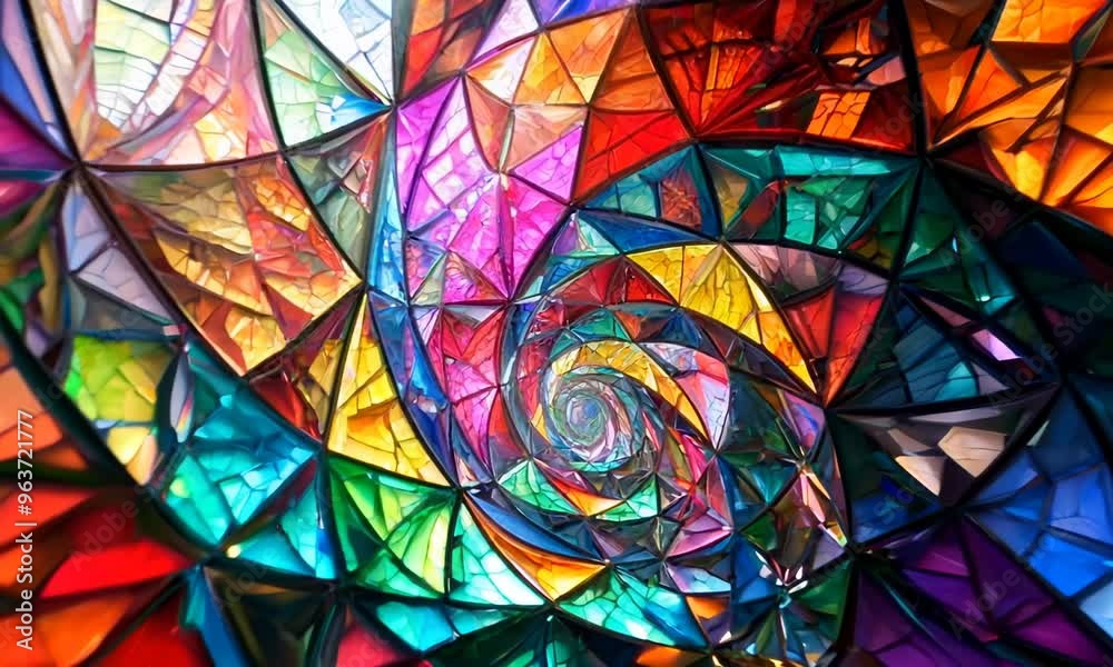 Stained glass fractals with vivid colors, Video Stained glass fractals with vivid colors, Video