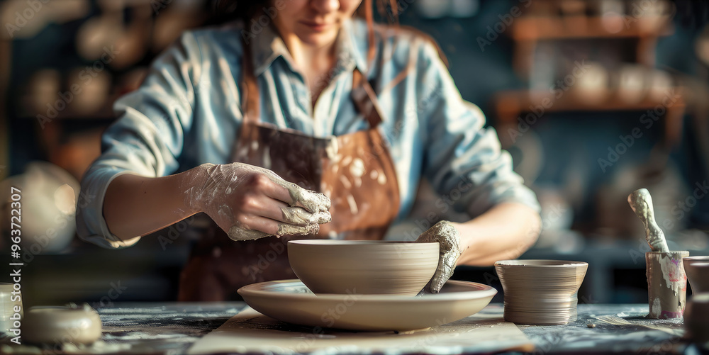 Creating Beautiful Handmade Pottery in a Serene Studio Environment Creating Beautiful Handmade Pottery in a Serene Studio Environment