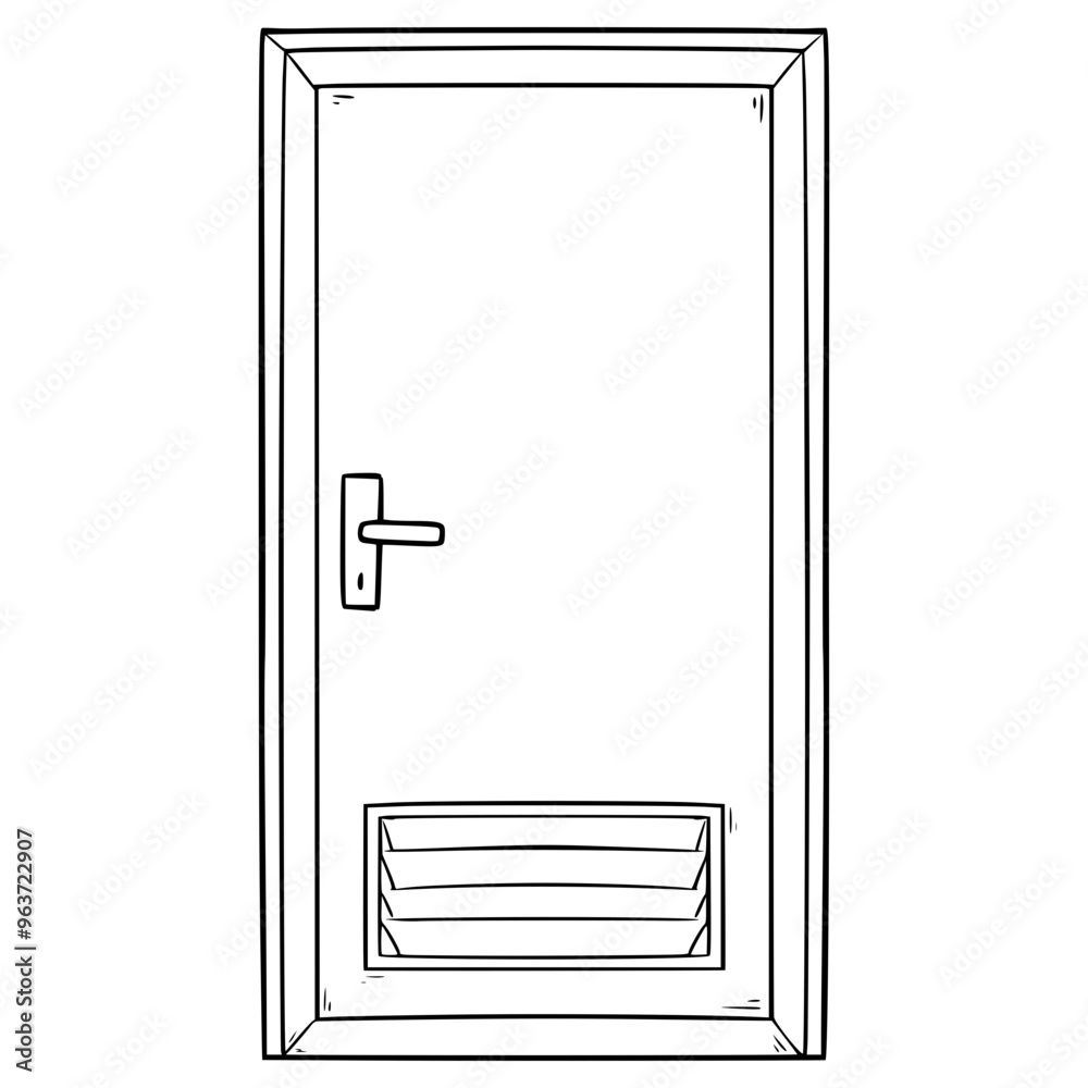 toilet or bathroom door illustration hand drawn outline vector