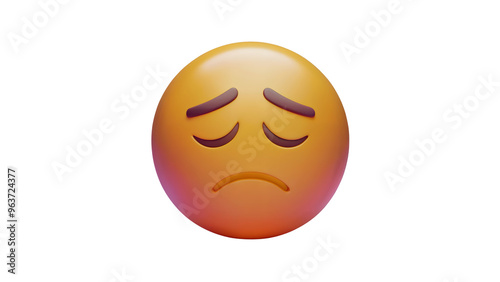 A 3D sad or frowning emoji with downward slanted eyebrows and a curved frown, conveying a sense of sadness or disappointment