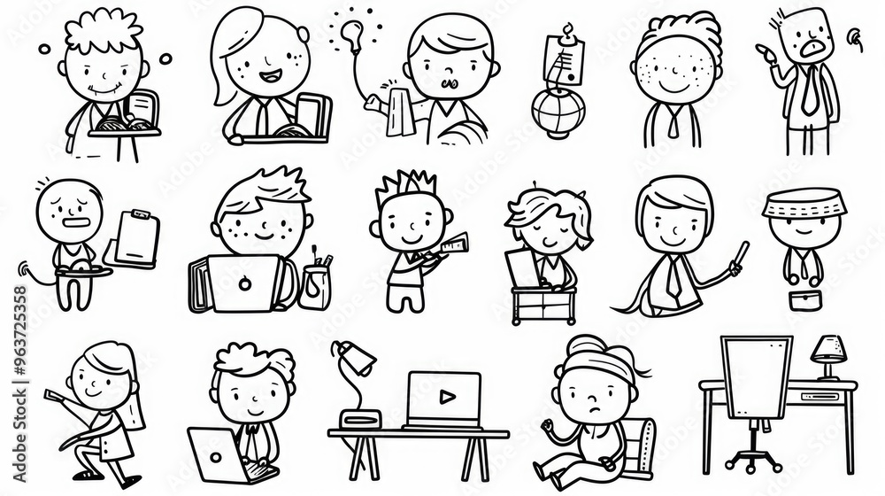 Group of people working at desks, likely in an office setting Group of people working at desks, likely in an office setting