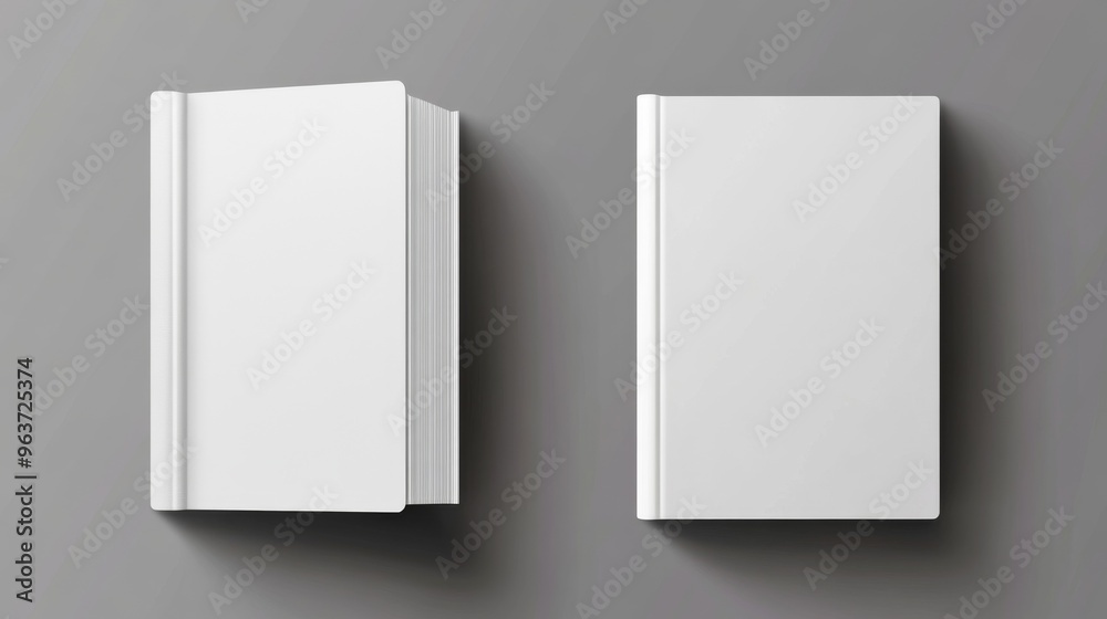 Fototapeta premium Minimalist Blank Books on Gray Background