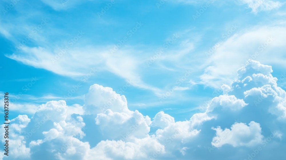 Naklejka premium Serene Blue Sky with Fluffy Clouds