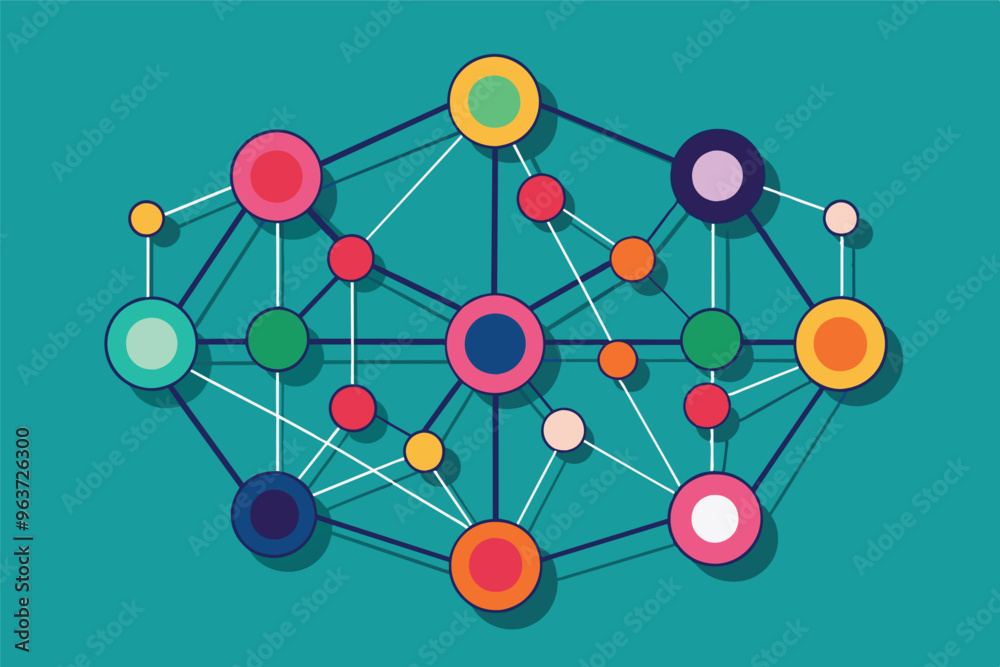 Abstract Geometric Network Pattern with Connected Dots and Lines. Technology, Science, and Connection Concept Illustration Abstract Geometric Network Pattern with Connected Dots and Lines. Technology, Science, and Connection Concept Illustration