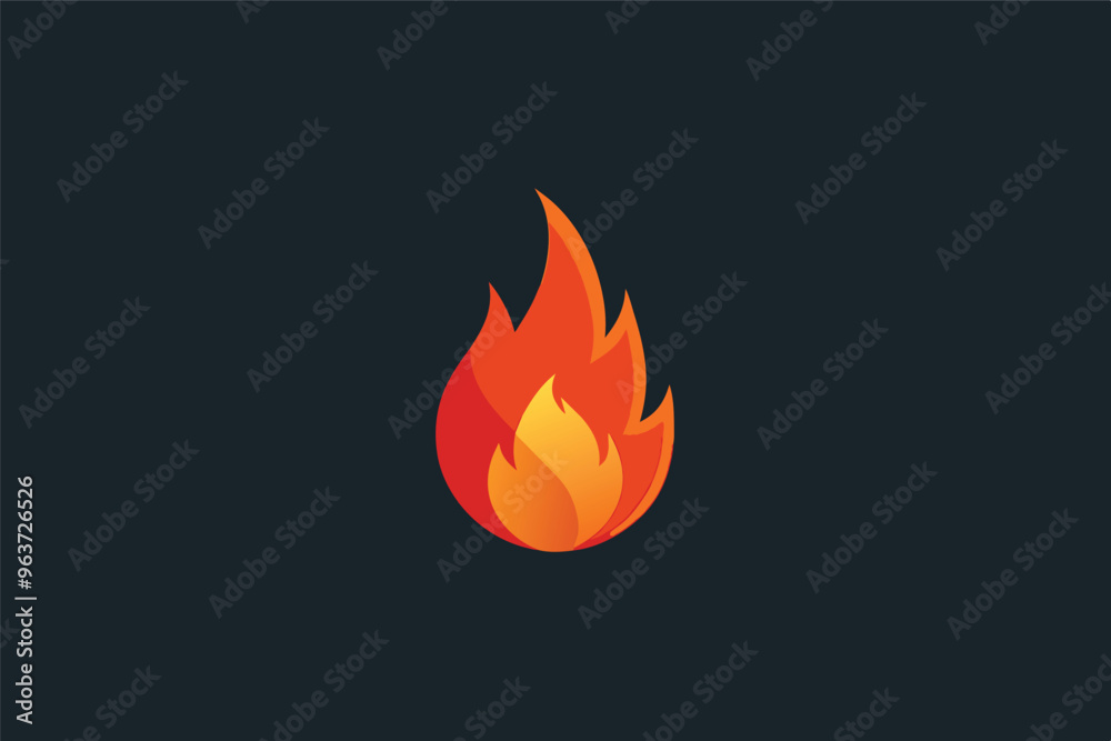 Abstract fire flame icon isolated on red background, fiery symbol graphic design Abstract fire flame icon isolated on red background, fiery symbol graphic design