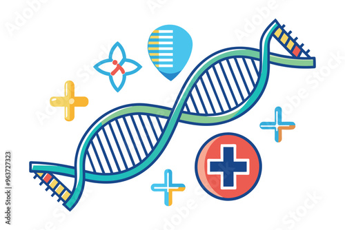 A colorful illustration of a DNA double helix representing genetic research and biotechnology advancements in a modern scientific context