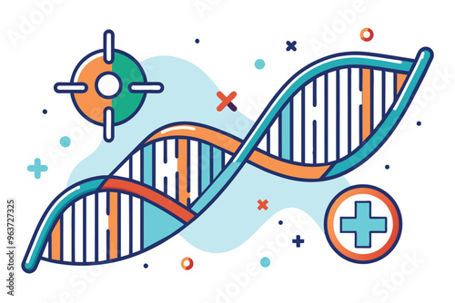 A colorful illustration of a DNA double helix representing genetic research and biotechnology advancements in a modern scientific context
