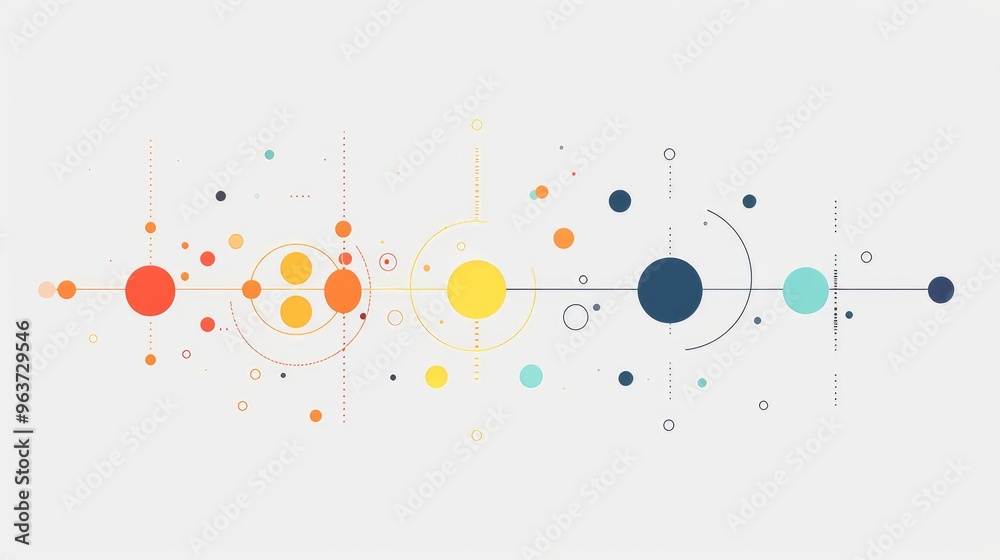 Colorful Abstract Geometric Diagram with Circles and Lines Colorful Abstract Geometric Diagram with Circles and Lines