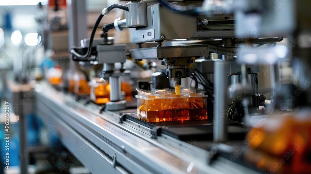 High-Tech Automated Manufacturing Process in Action High-Tech Automated Manufacturing Process in Action