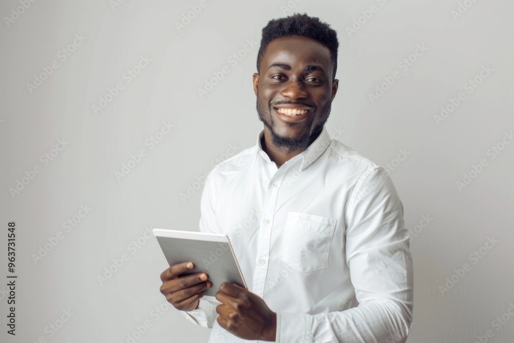 A person holding a tablet, suitable for technology or business illustrations A person holding a tablet, suitable for technology or business illustrations