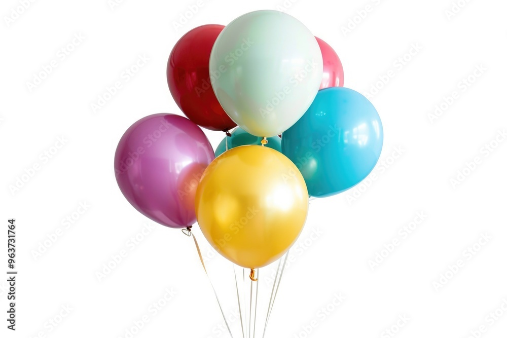 A bunch of colorful balloons tied together on a string A bunch of colorful balloons tied together on a string