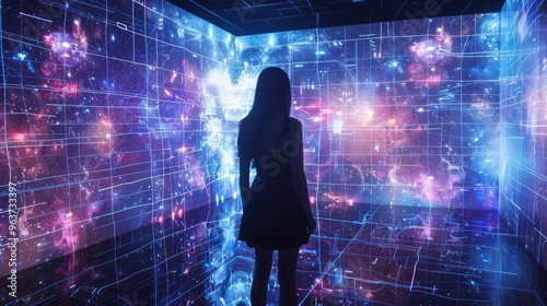 Wallpaper Mural Woman in Interactive Futuristic Light Display Torontodigital.ca