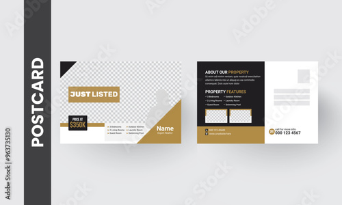 Real Estate Postcard Design Vector Business Template Modern & Elegant Home For Sale.