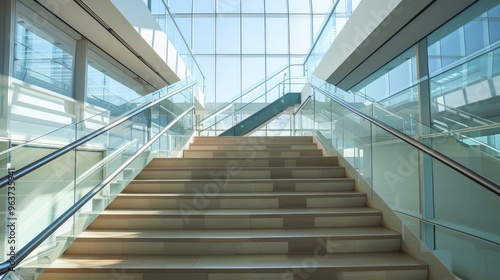 Modern Interior Staircase in Sunlit Office Building