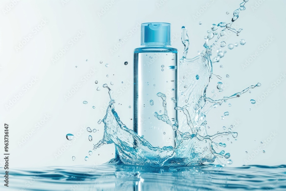 A bottle of water with a splash of water A bottle of water with a splash of water