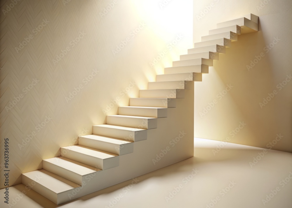 A stylized illustration of a never-ending staircase of identical steps, descending into the depths of a creamy white background A stylized illustration of a never-ending staircase of identical steps, descending into the depths of a creamy white background