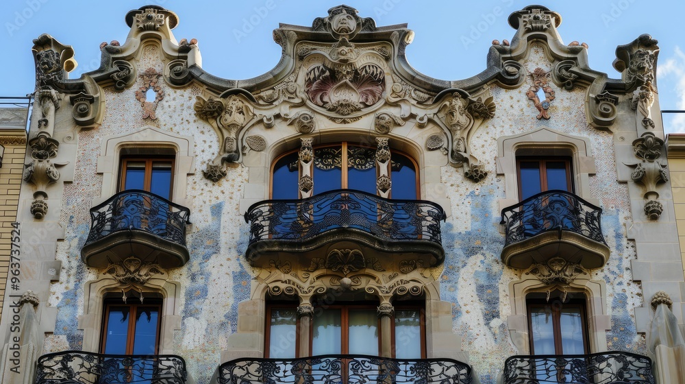 Fototapeta premium Stunning Art Nouveau Architecture Showcasing Decorative Façade Elements
