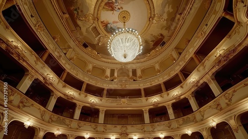 Majestic Theater Interior with Elegant Chandelier and Ornate Architecture