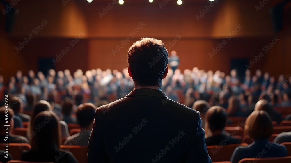 Rear view of audience in the conference hall Rear view of audience in the conference hall