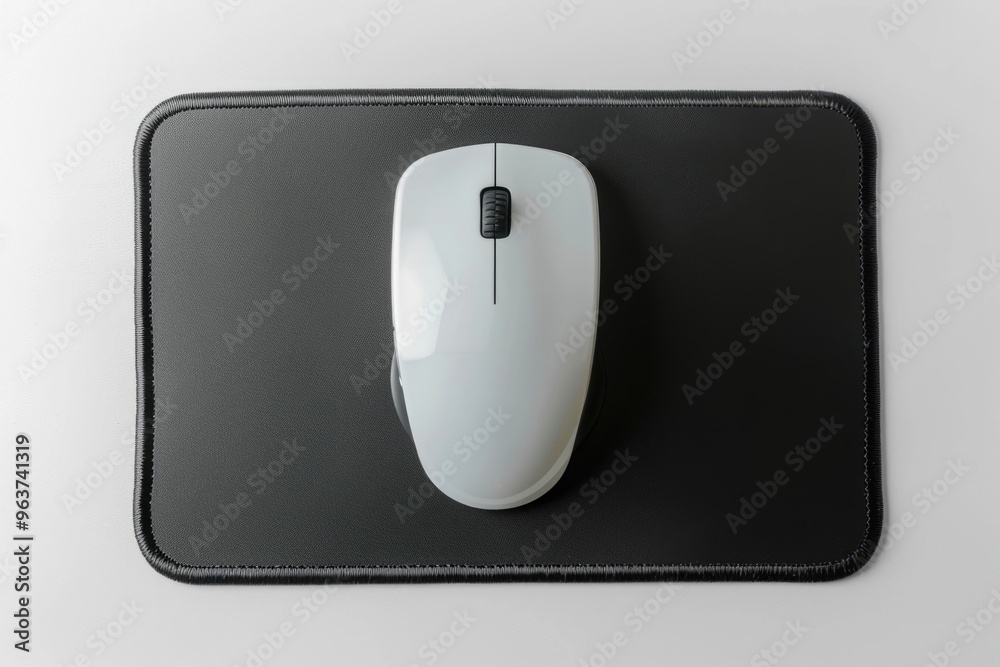 A computer mouse placed on a mouse pad, ready for use A computer mouse placed on a mouse pad, ready for use