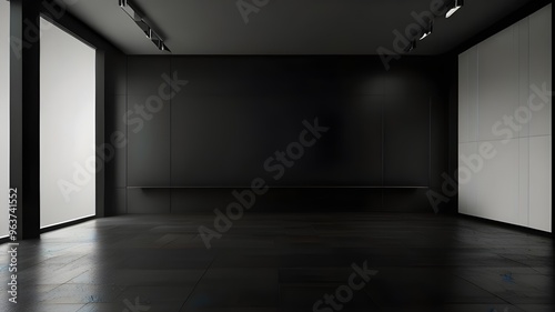 Empty black color studio room background, can use for background and product display Generative AI