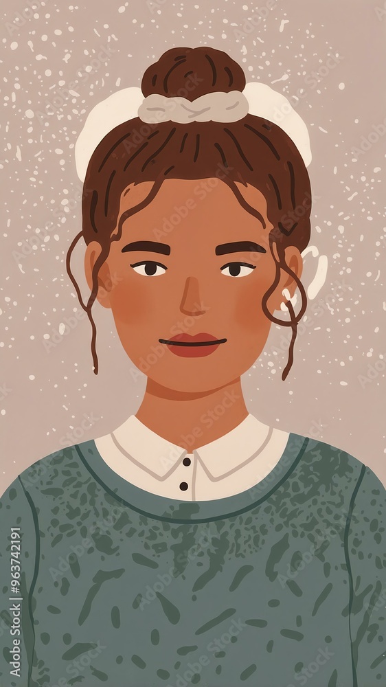 a character with a messy bun in the midst of their morning routine background