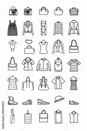 Assorted clothing items laid out on a white surface, perfect for editorial or commercial use