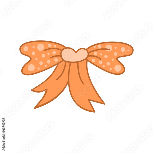 Realistic ribbon sticker isolated on white background. Baby shower design element for baby girl. Ribbon for gift box. Shiny ribbon. Vector illustration