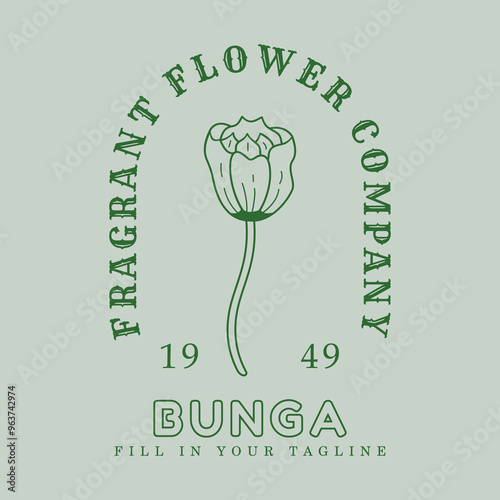 Flower Badge Logo Template. Premium Plant Based Beautiful Flower Emblem. Isolated
