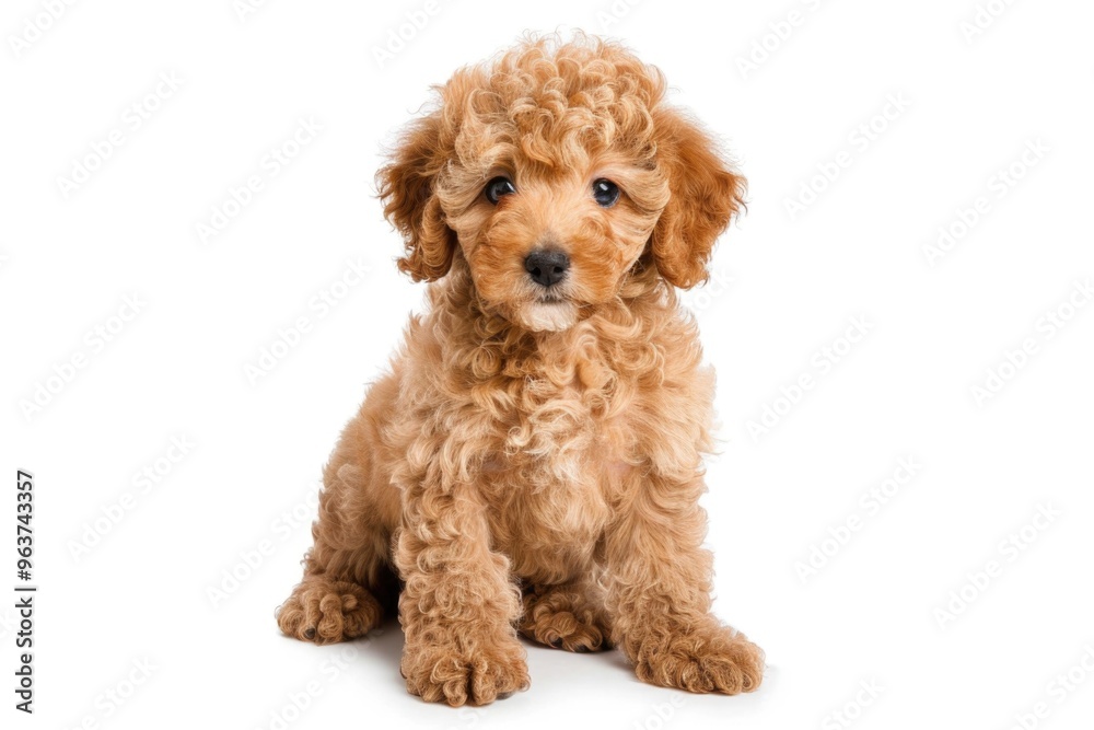 A small brown dog sits on the edge of a white floor A small brown dog sits on the edge of a white floor