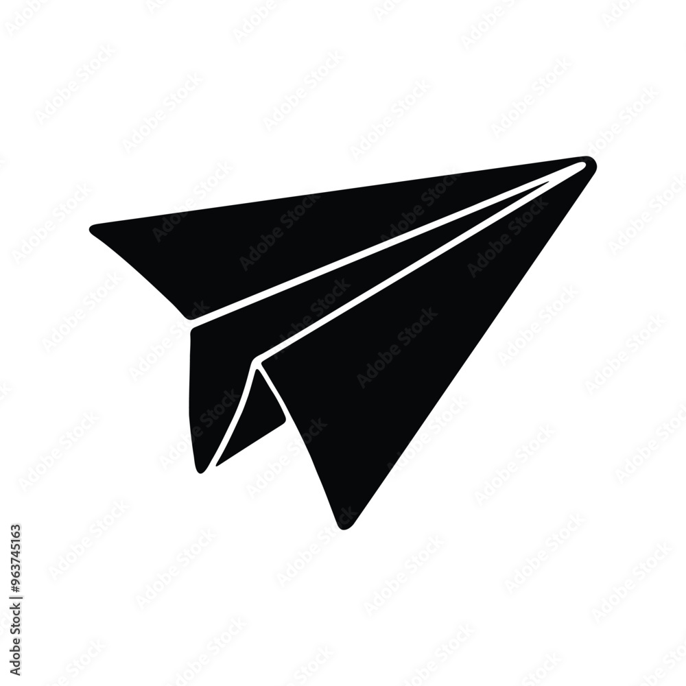 hand drawing of a paper airplane in flight. hand drawing of a paper airplane in flight.