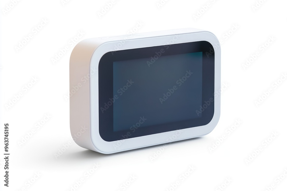 White digital alarm clock with a black screen White digital alarm clock with a black screen