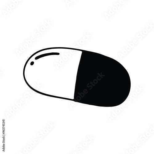 hand drawn illustration of a capsule