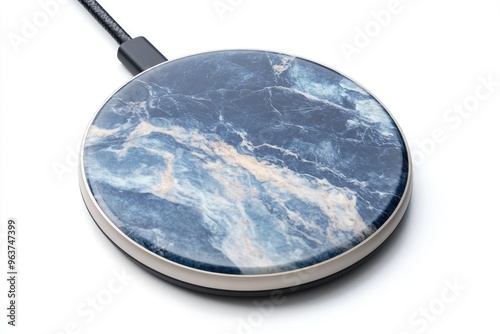 Marble Patterned Wireless Charger with Black Cable photo