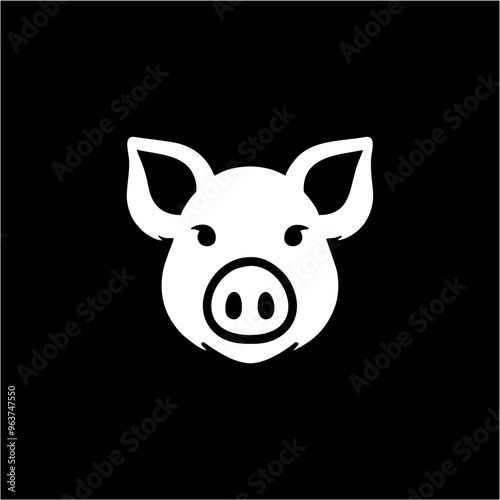 pig head silhouette logo design