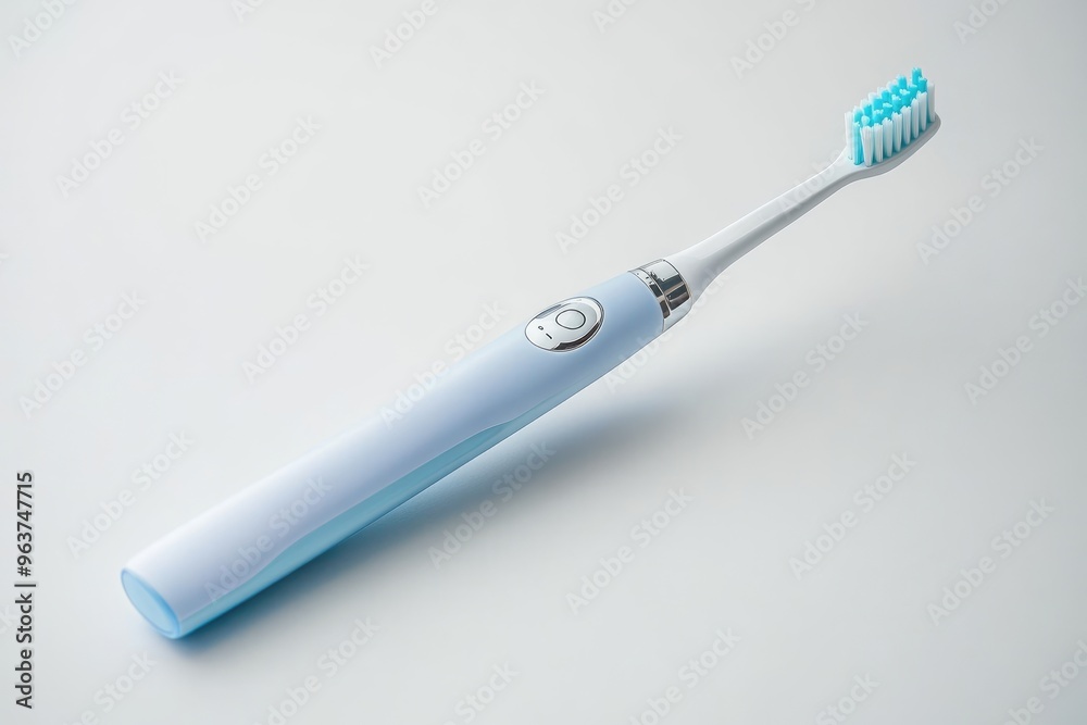 Blue Electric Toothbrush on White Background Blue Electric Toothbrush on White Background