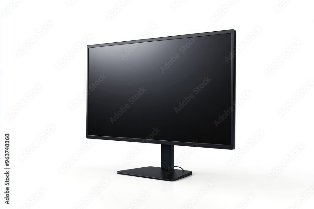 Black Monitor with Blank Screen on a White Background Black Monitor with Blank Screen on a White Background