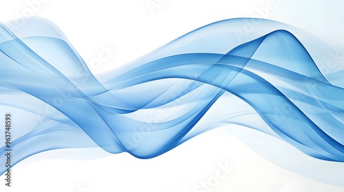 Abstract Blue Wavy Lines on a White Background photo