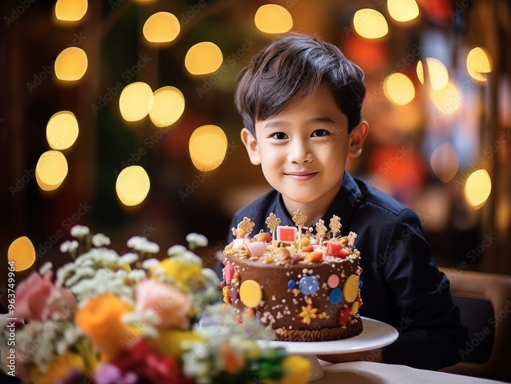 child with birthday cake child with birthday cake