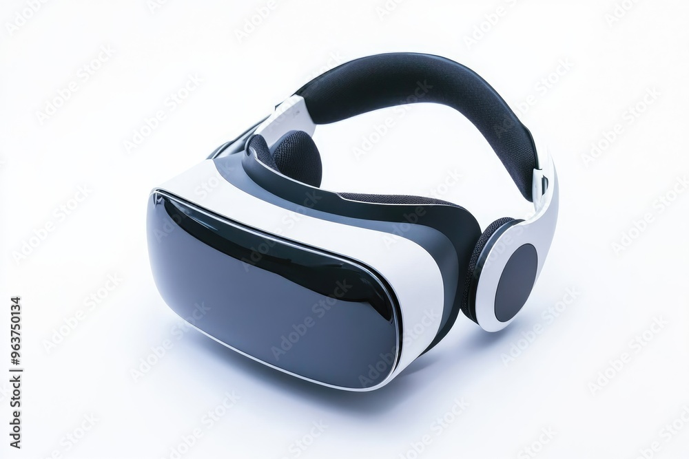 White and Black Virtual Reality Headset Isolated on White Background White and Black Virtual Reality Headset Isolated on White Background