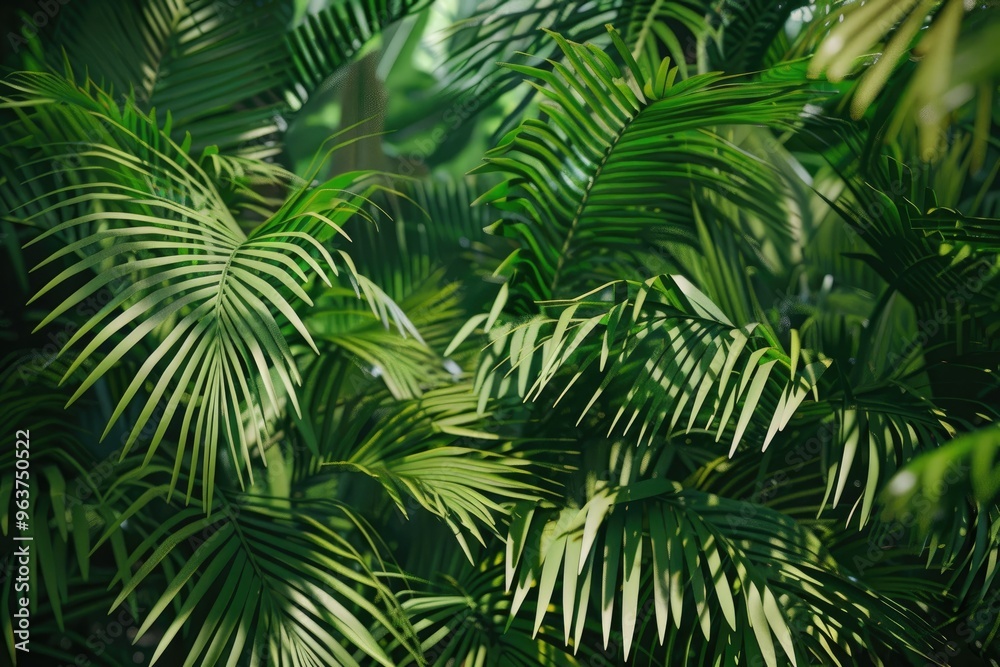 View of Green Palm Trees with Beautiful Foliage in an Urban Setting View of Green Palm Trees with Beautiful Foliage in an Urban Setting