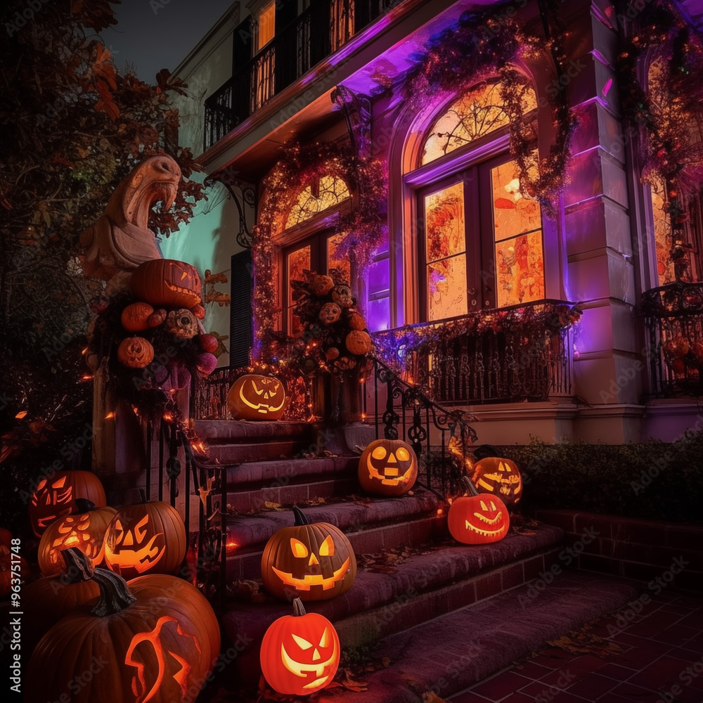 Obraz premium Porches in the midst of a Halloween festival 