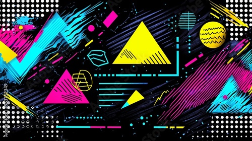 Wallpaper Mural Geometric Abstract Art in Neon Colors Torontodigital.ca