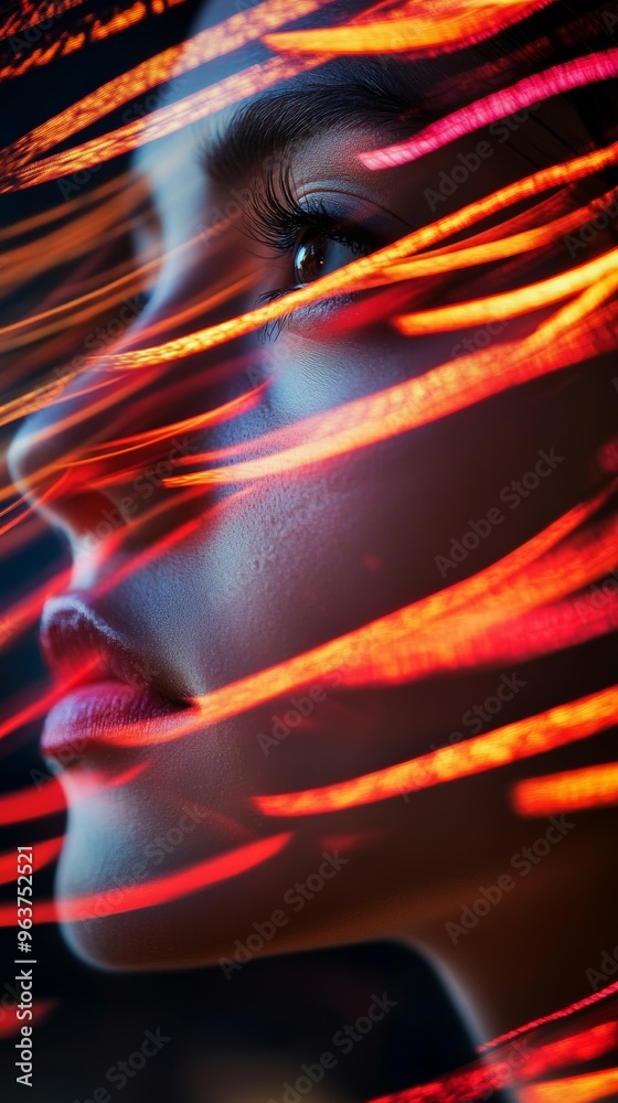 Luminous portrait with abstract light trails Luminous portrait with abstract light trails